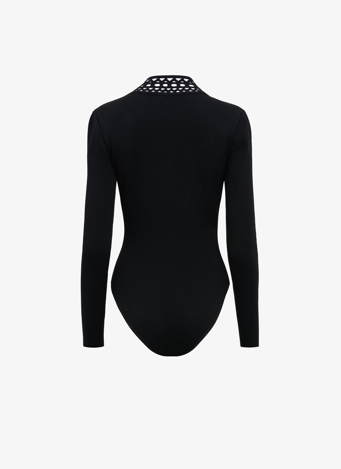 Body à manches longues et motif Vienne  ALAÏA BODY À MANCHES LONGUES ET MOTIF VIENNE  NOIR
